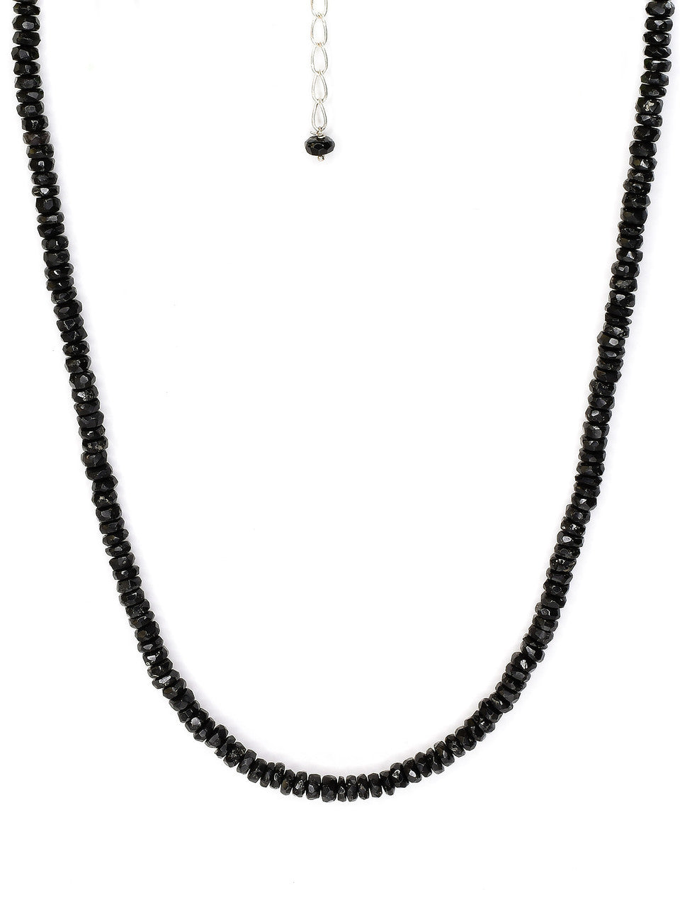 Black Tourmaline Faceted Bead Necklace - 197-SUG