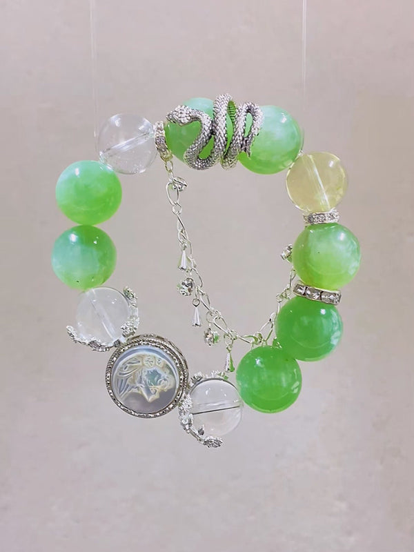 Green Grape Quartz & Clear Quartz Bracelet