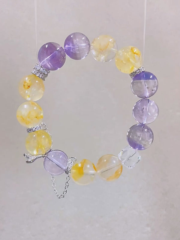 Honey Yellow Coral & Amethyst Bracelet