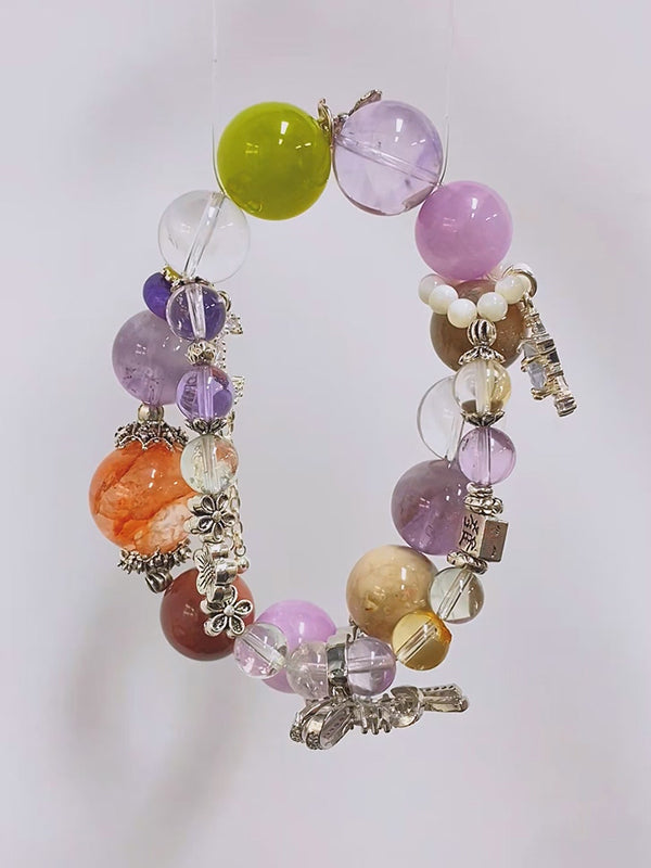 Yellow Topaz, Amethyst, Clear Quartz & Green Grape Quartz Bracelet