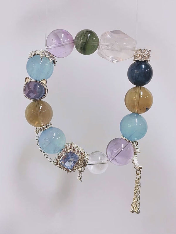 Amethyst & Aquamarine Crystal Bracelet